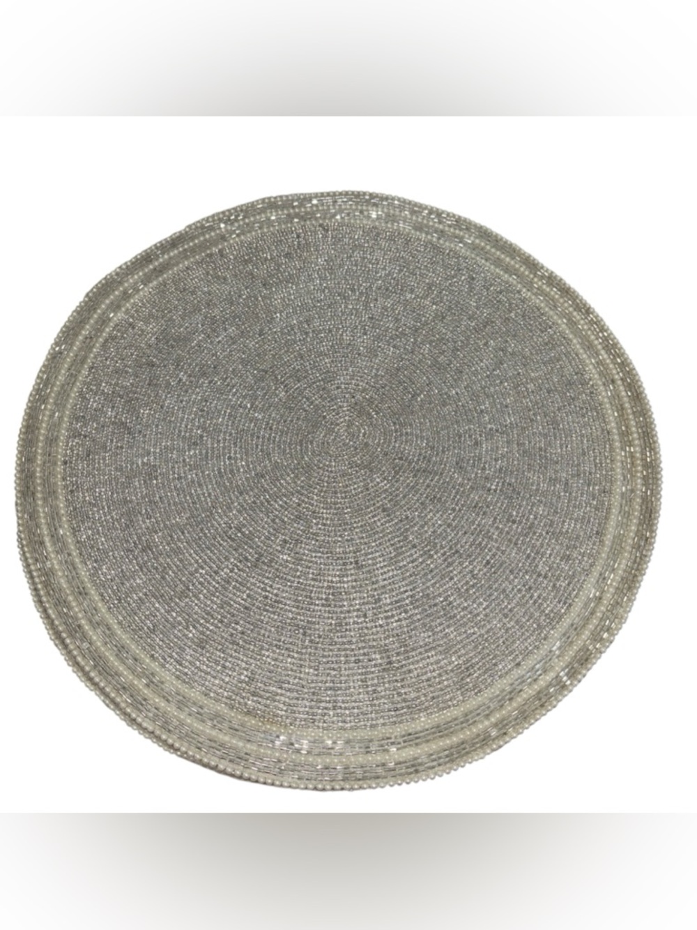 Nicole Miller Metallic Silver Beaded Round Placemat set of 3 New